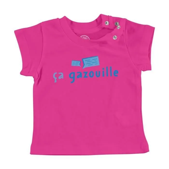 T-shirt Bébé Manche Courte Rose Ca Gazouille Mignon Bébé-0