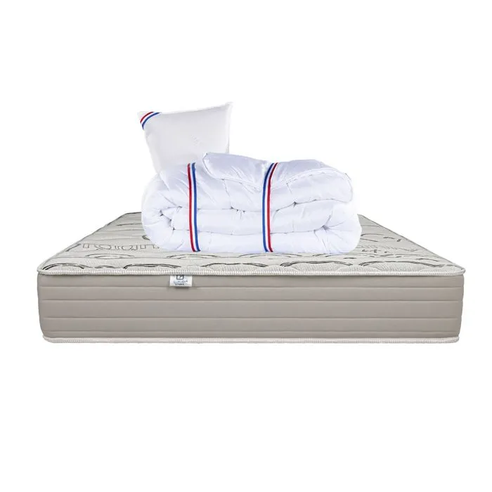 Matelas 90x190 cm,OrganicCotton,24 cm,ferme,face été/hiver + 1 oreiller + couette-0
