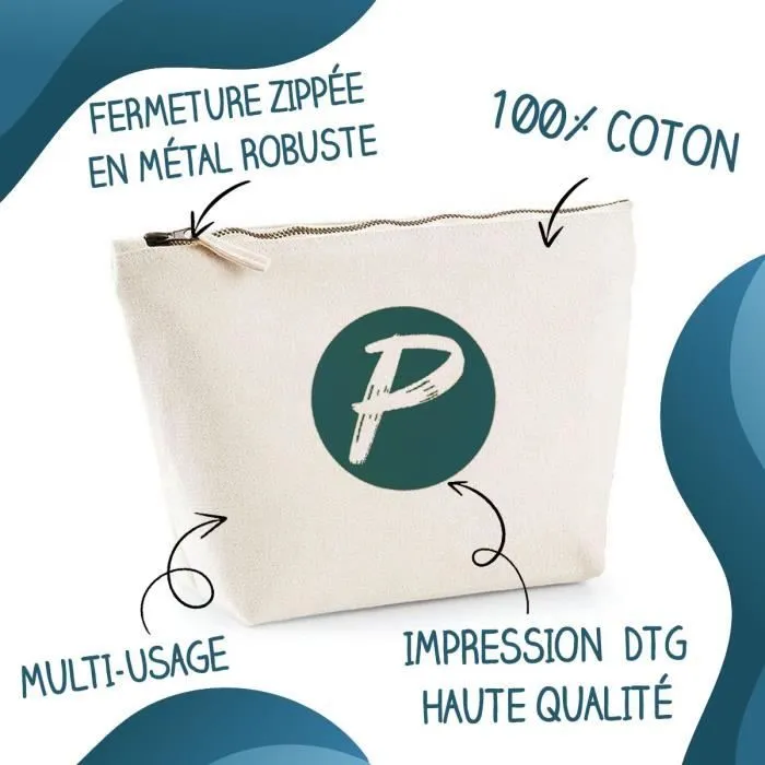 Trousse à accessoires - Merci Copine - Beige - Coton 100% - Idéale pour maquillage - Dimensions généreuses-3
