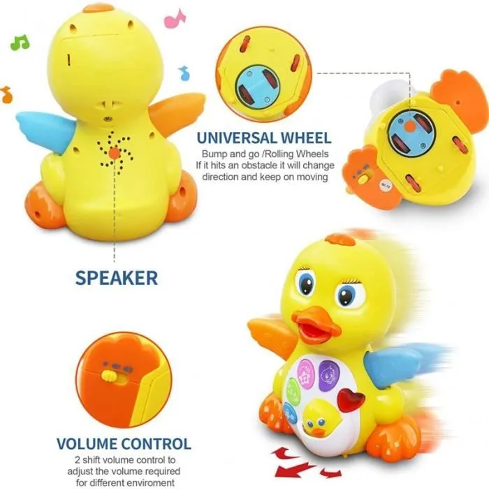 Jouets Musicaux Bébé 6 9 12 Mois Jouet Musical Bébé Canard Jouet Bébé Interactif d'apprentissage ouet d'activité Bébé Rampant-2