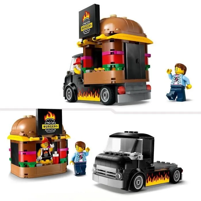 LEGO® 60404 City Le Food-truck de Burgers, Jouet de Camionnette, Jeu Imaginatif avec Camionnette et Minifigurines-2