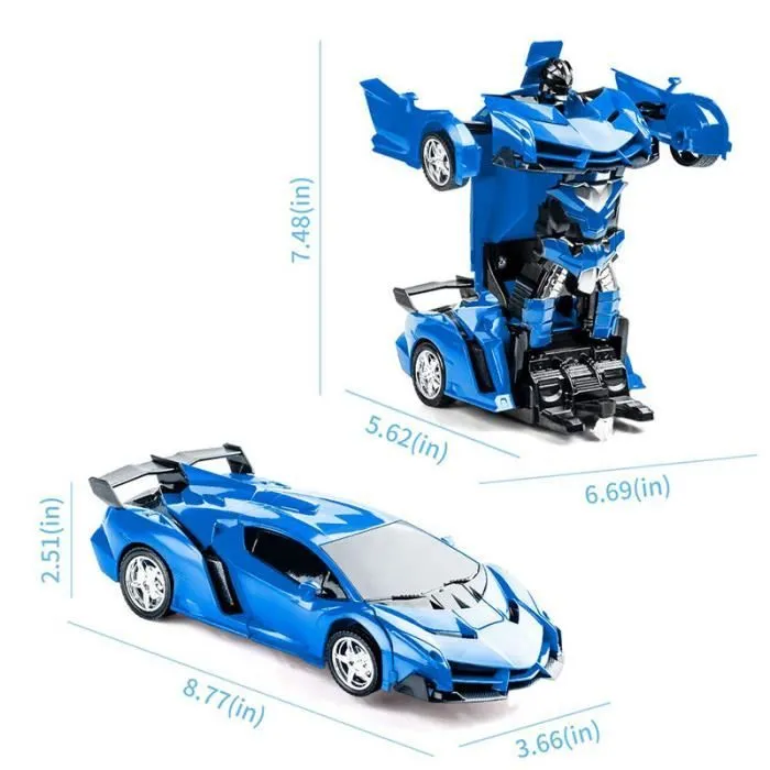 Voiture télécommandée 2 en 1 transformable en robot - SHOP-STORY - Bleu - Pour enfant à partir de 3 ans-3