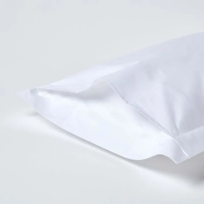 Taie d'oreiller 50x75 cm à volants Taie rectangulaire en 100% satin de coton égyptien 1000 fils coloris Blanc-2