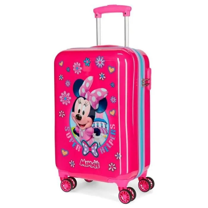 Valise cabine - MINNIE - Super Helpers - 4 roues - Rose - 55x38x20 cm-0
