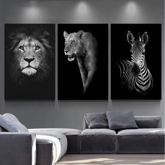 Toile Animaux Lionne Savane - Chambre - Affiche Décorative - Poster Décoration Maison-1
