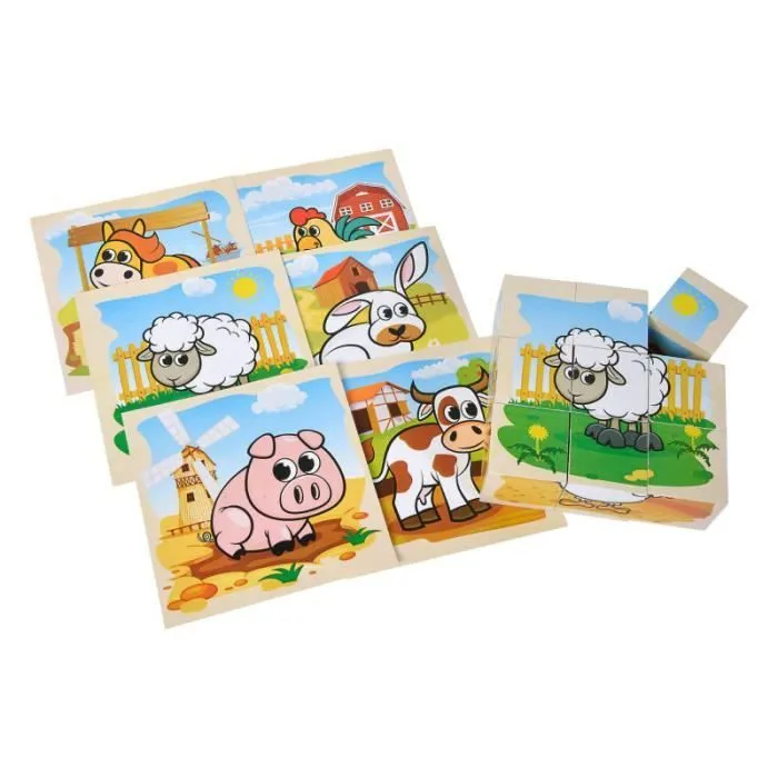 Puzzle cube en bois - EICHHORN - La ferme - 9 pièces - Animaux - Intérieur-2