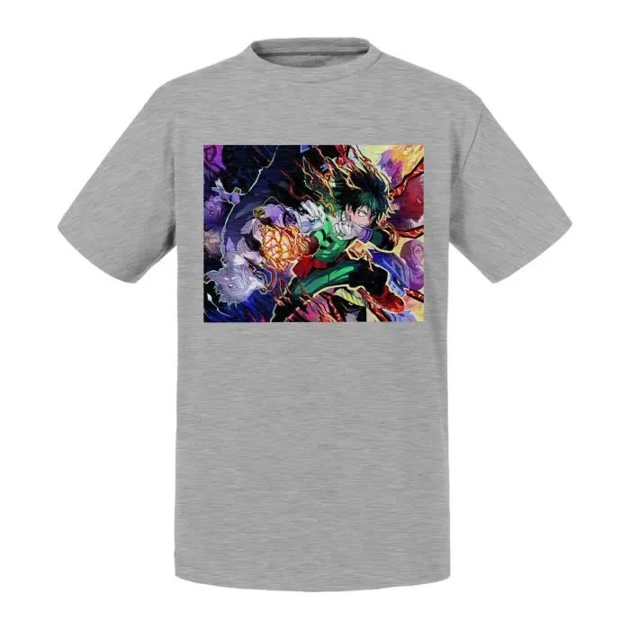T-shirt Enfant Gris Boku No Hero Academia Manga Anime-0
