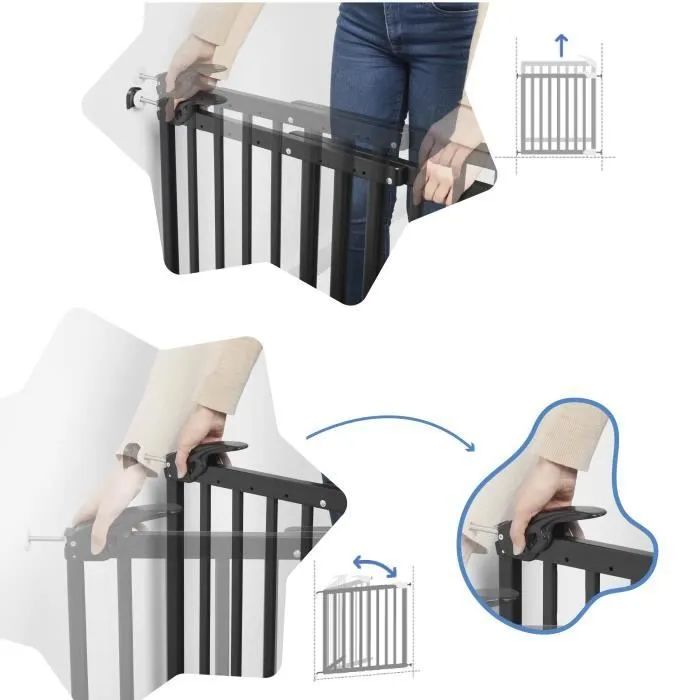 Badabulle Barrière de Sécurité Deco Pop - Barrière Extensible pour Ouverture de 63 à 106cm - Fixation Vis, Noir-4