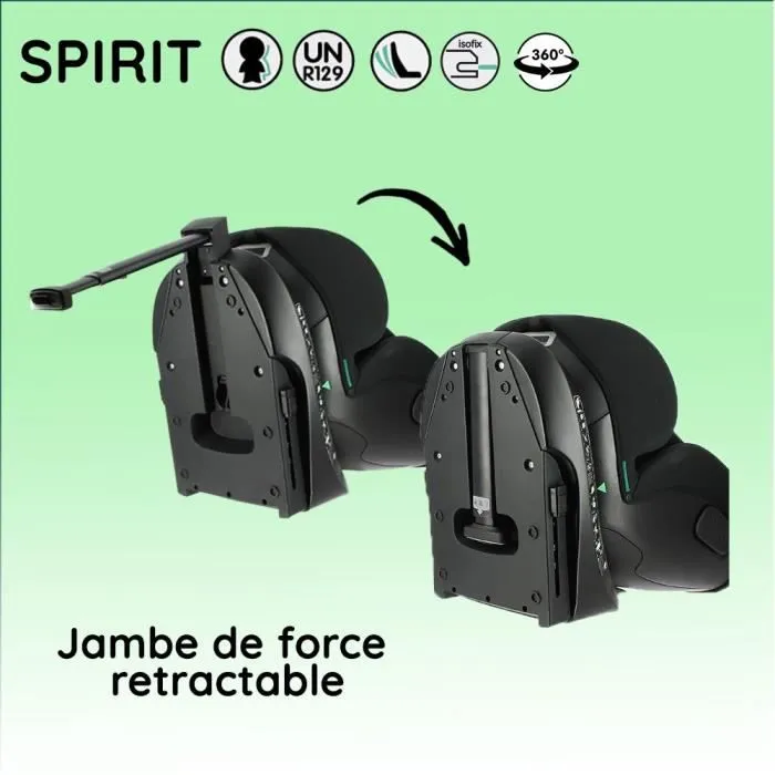 NANIA Siège auto isofix SPIRIT, Groupe 0/1/2/3, de 0 à 10 ans, 0-36 kg, 40-150 cm, R 129– Têtière réglable - Inclinable - Pivotant --5