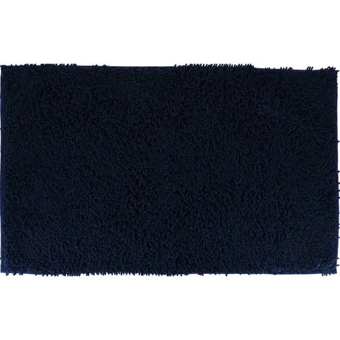 TENDANCE - Tapis de salle de bain Bleu marine en Microfibre chenille 50 x 80 cm Marine-0