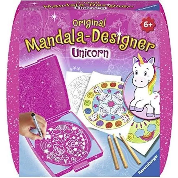 Jeu créatif - RAVENSBURGER - Mandala Mini Unicorn - Rose - Mixte - A partir de 6 ans-0