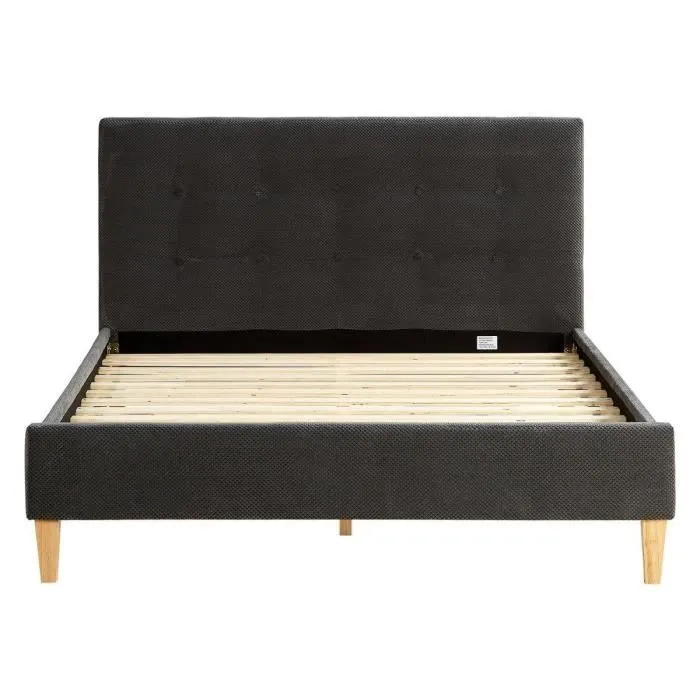 Lit 2 Places - HOMESTYLE4U - 2736 - Anthracite - Bois - 140x200 cm - Classique-3
