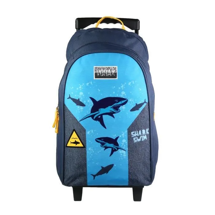 BAGTROTTER Sac à dos à roulettes Vorax Bleu Requins-0