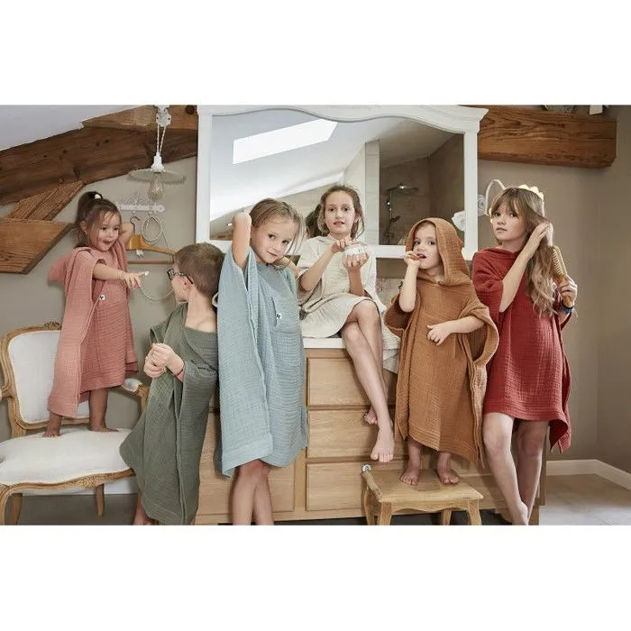 Poncho enfant mixte Gaze de coton unie Gaïa - Gaïa Camel - 6 à 10 ans-5