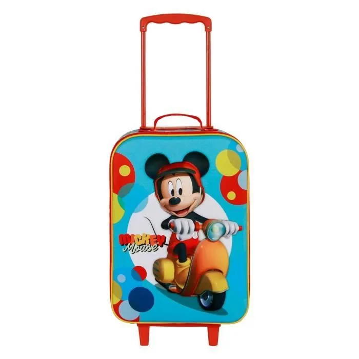 Valise Trolley Soft 3D - Disney - Mickey Mouse - Bleu - Semi-rigide - 2 roulettes-1