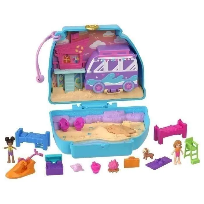 Polly Pocket-Chiot à la Plage-Coffret et figurines, jouet de voyage HRD36-2