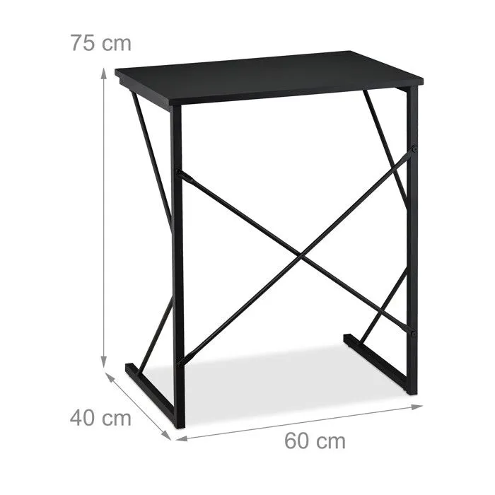 Relaxdays Petite table de travail HxlxP 75x60x40 cm; meuble compact pour ordinateur, pour lap top; MDF et métal, noir-3