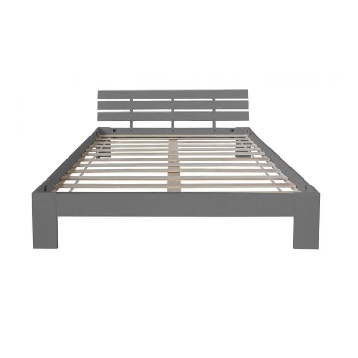 HomeStyle4U - 2039 - Lit double lit futon en bois 180x200 lit pin gris cadre de lit en bois massif-2