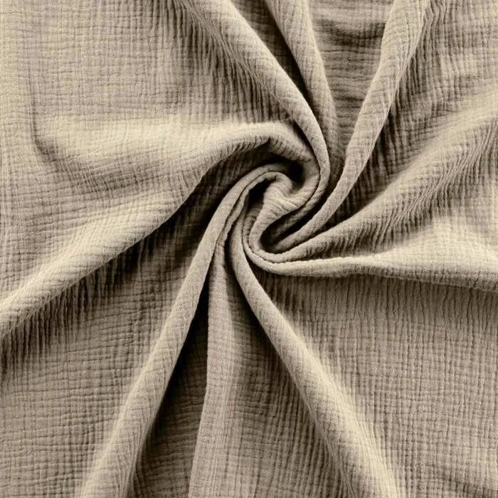 Parure de lit 240 x 220 cm double gaze coton uni 57 fils Angelia Sable-1