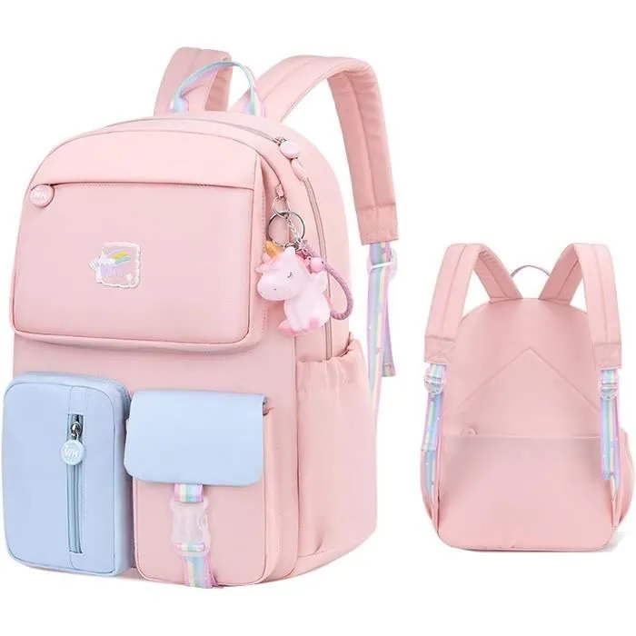 Sac dos Kawaii Fille Sac dcole Cartable Fille Primaire pour 6 8 10 Enfants Filles avec dcor trucs Rose ROSE-0