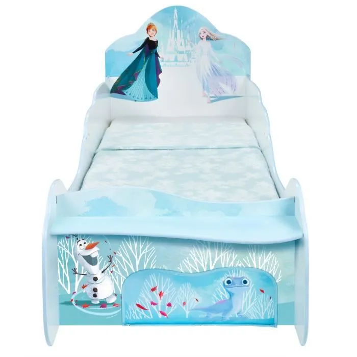 Disney La Reine des Neiges - Lit pour enfants avec étagère et tiroir de rangement sous le lit pour matelas 140cm x 70cm-3