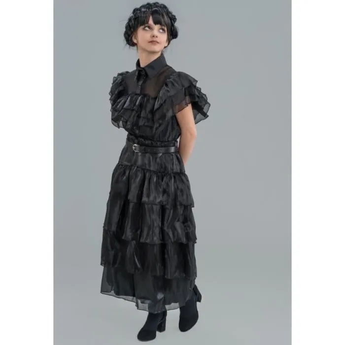 Robe de bal noire pour fille - CHAKS - Mercredi - Halloween - 11/12 ans 152cm-1