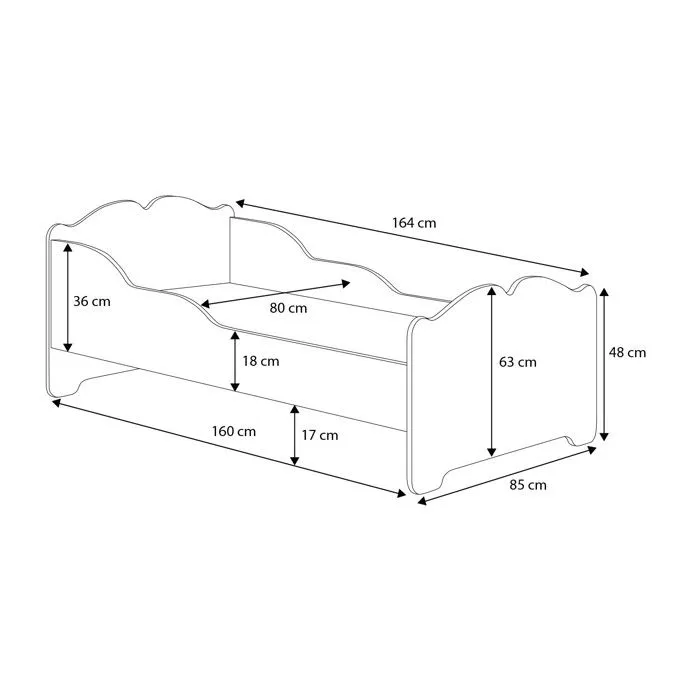 Lit enfant fille ALMENA avec tiroir matelas et cadre inclus - Licorne - 160 cm x 80 cm-2