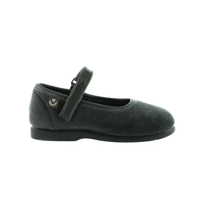 Merceditas - VICTORIA - Terciopelo - Gris - Enfant - Fille - Velcro-0