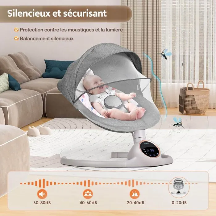 Balancelle bébé /transat électrique ALPHA bleu-3