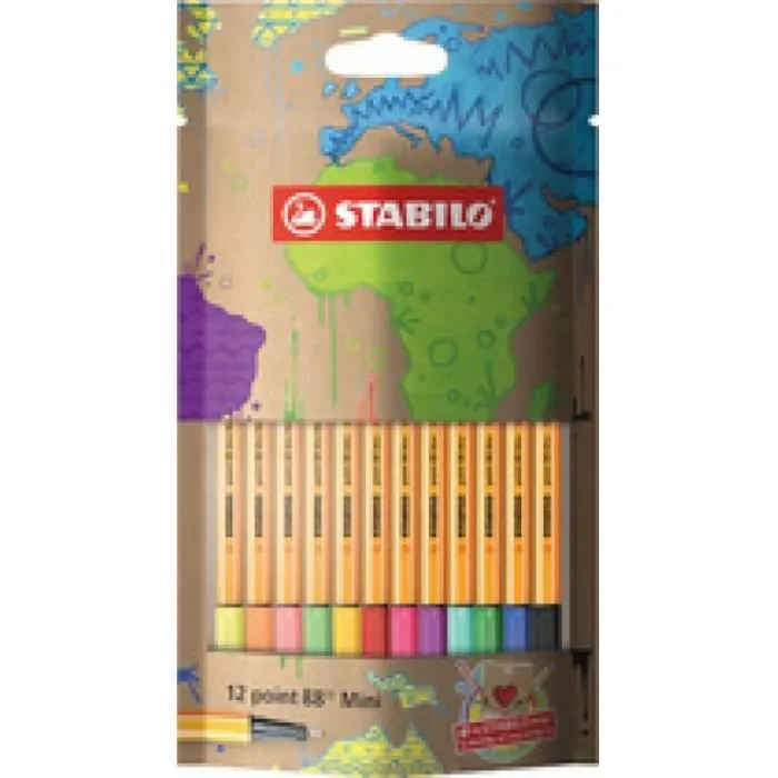 Stylo-feutre - STABILO - point 88 Mini - 12 pièces - Pointe fine - Coloris assortis-0