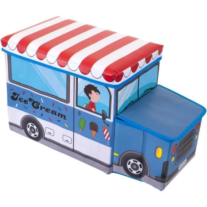 Coffre de rangement banc marchand de glace - BIECO - Bleu - 3 ans - Enfant - 55 x 26,5 x 31,5 cm - Mixte-0