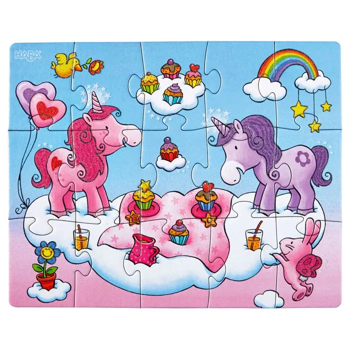 Puzzles de 12 à 18 pièces : 3 puzzles : Licornes dans les nuages-1