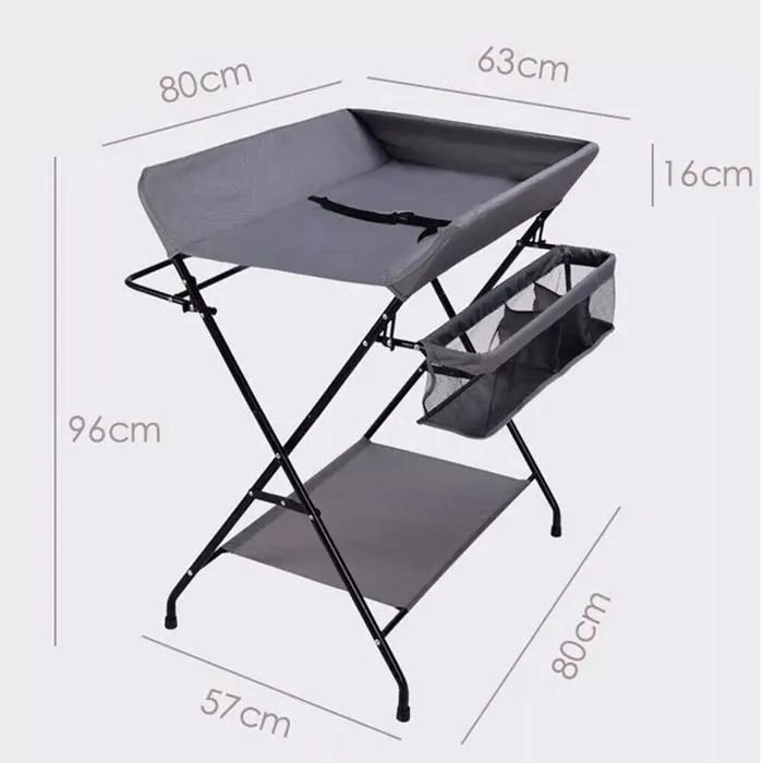 Table à langer pliable - Coussin de baignoire - Avec motif girafe, ceinture de sécurité et panier de rangement - 80 x 63 x 96 cm-5