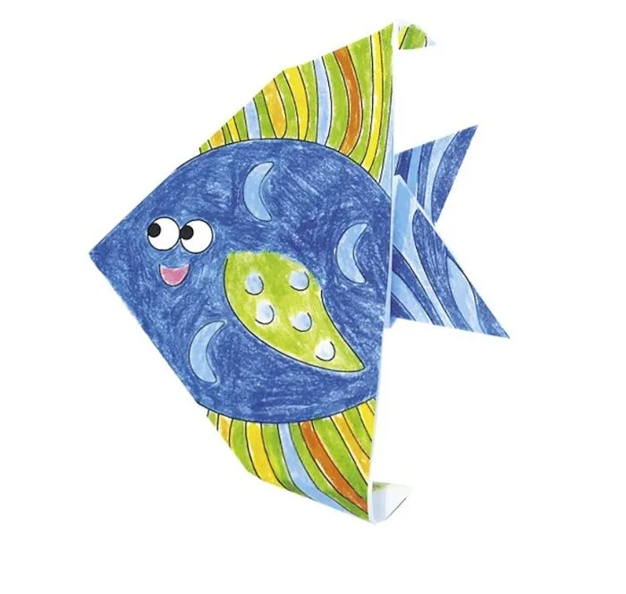 Kit Origami - Fridolin - Poisson - 20 Feuilles - 15x15 cm - À colorier-2