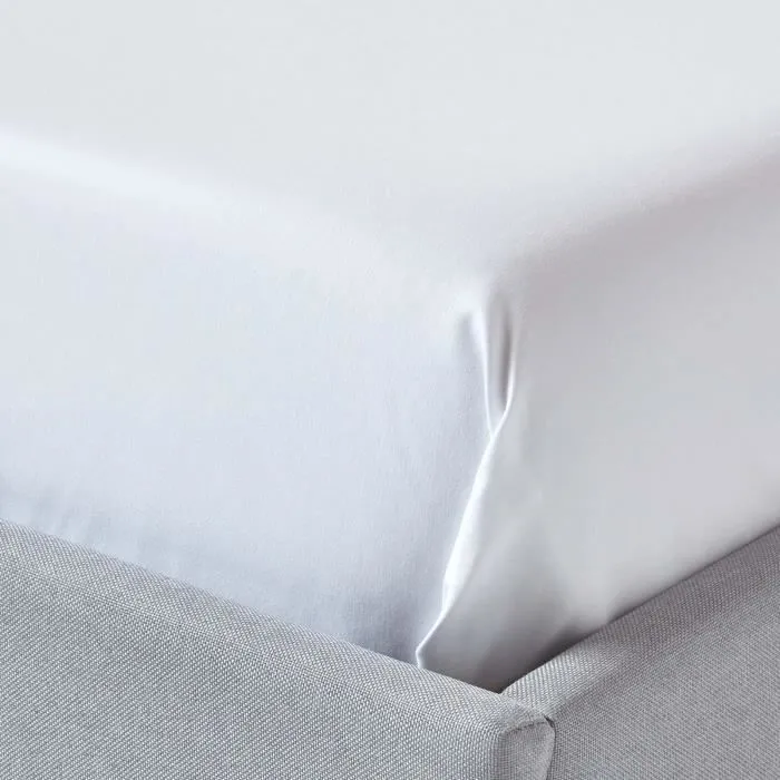 Drap plat uni 100% coton égyptien 1000 fils Blanc 275 x 275 cm-2