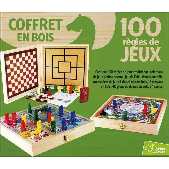 JEUJURA Coffret Bois 100 Jeux de société traditionnels-1