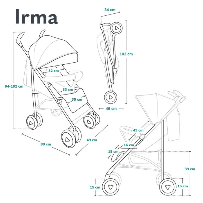 Poussette bébé canne compacte LIONELO Irma - De 6 à 36 mois - Ceinture 5 points de sécurité - Gris-5