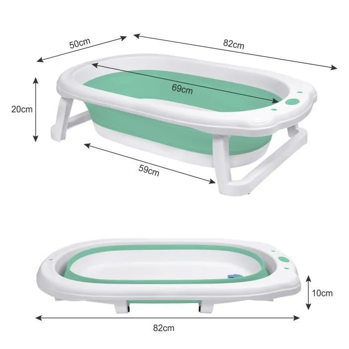 LARS360 Baignoire Pliable Bébé Pliante avec Coussin de Bain Baignoire Bébé Ergonomique pour Bébés et Nouveau-nés (Vert)-1