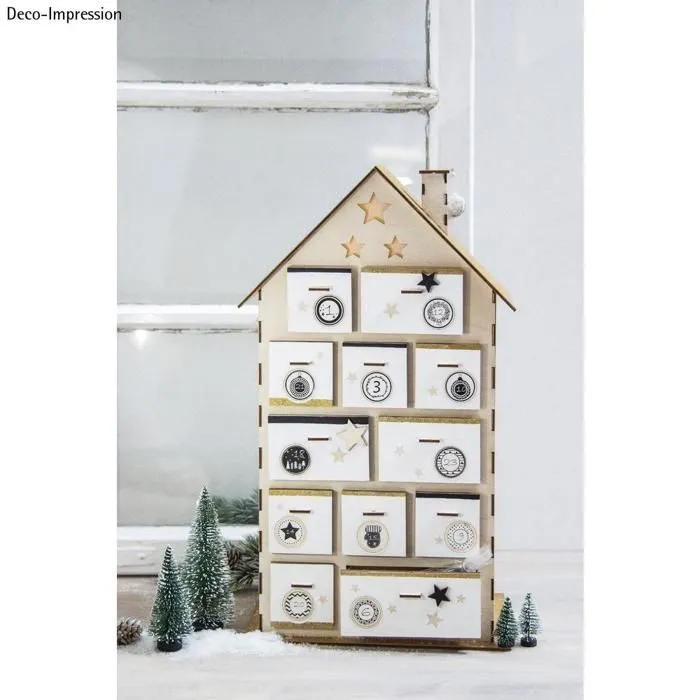 Calendrier de l'avent maison à construire 25,5 x 17,5 cm-1