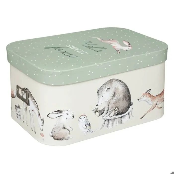 Boites de rangement en carton déco les animaux de la forêt - ATMOSPHERA - Lot de 3 - Multicolore - Vert-1