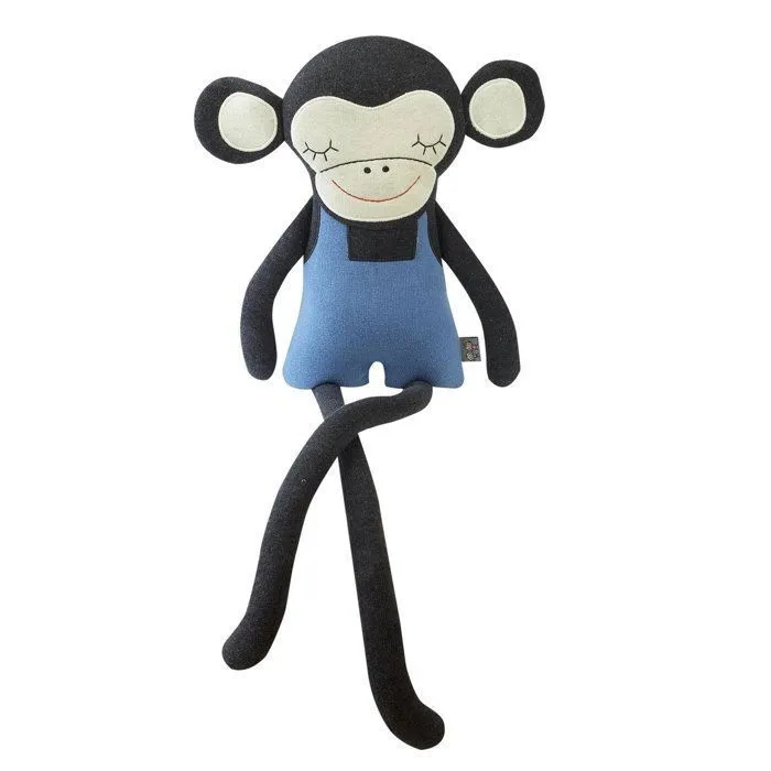 Peluche Singe en coton - SEVIRA KIDS - Plush - Multicolore - Bleu - Mixte-0