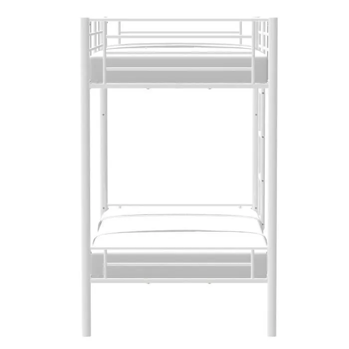 Lits superposés séparables en métal - Blanc - Sommiers inclus - 2 x 90 x 190 cm - ABBY-2