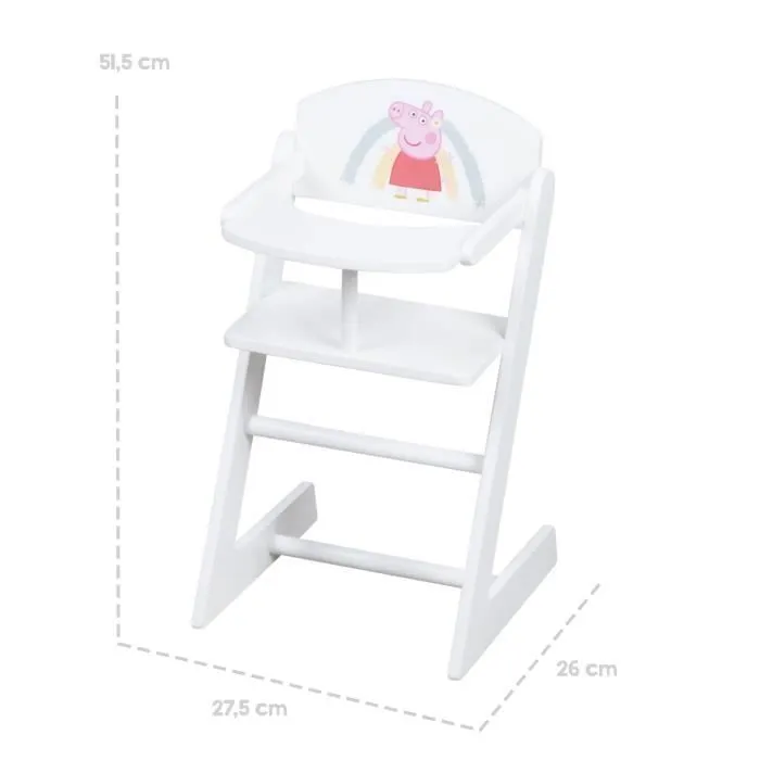 Chaise Haute de Poupée en Bois Peppa Pig - ROBA - Motif Truie - Blanc / Rose-2