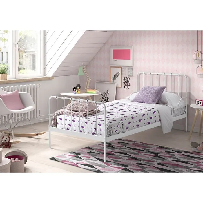 Lit - Vipack - Alice - 90x200 cm - Métal - Blanc - 1 place-2