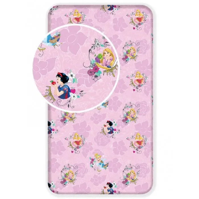 Drap de lit simple en coton Disney Princess - DISNEY - Rose - Naturelle - Chambre - 90 x 200 cm - Lavable-0