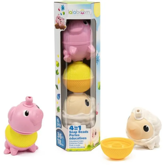 Perles éducatives Lalaboom - Mouton et cochon - 6 pcs-0