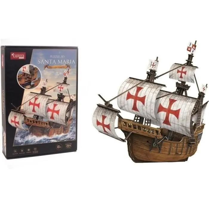 Puzzle 3D - Bateau Santa Maria - Jeu de construction - EXPLORA - 204 pièces - Dès 8 ans-0