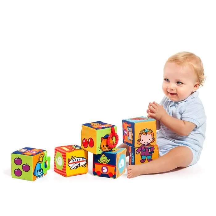 Blocs mous en tissu d'apprentissage - MOLTO - Cubes & Fun - Bleu - Multicolor - Mixte-1