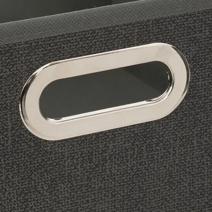Toilinux - Lot de 12 Boites de rangement en tissu l.31 x h. 15 cm - Gris foncé chiné-1