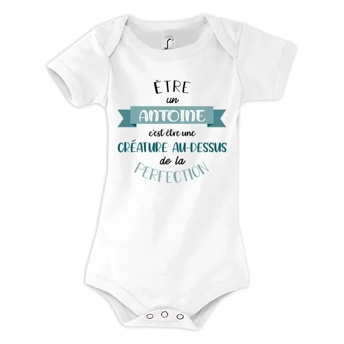 Body bébé blanc - Antoine - parfait - qualité premium - label Oeko-Tex-0